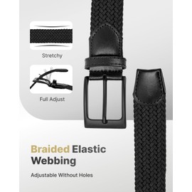 FAIRWIN Men's Golf Belt, Stretch Braided Elastic Woven Casual Jeans Belts 1 3/8" Nylon Web Work Belts for Men