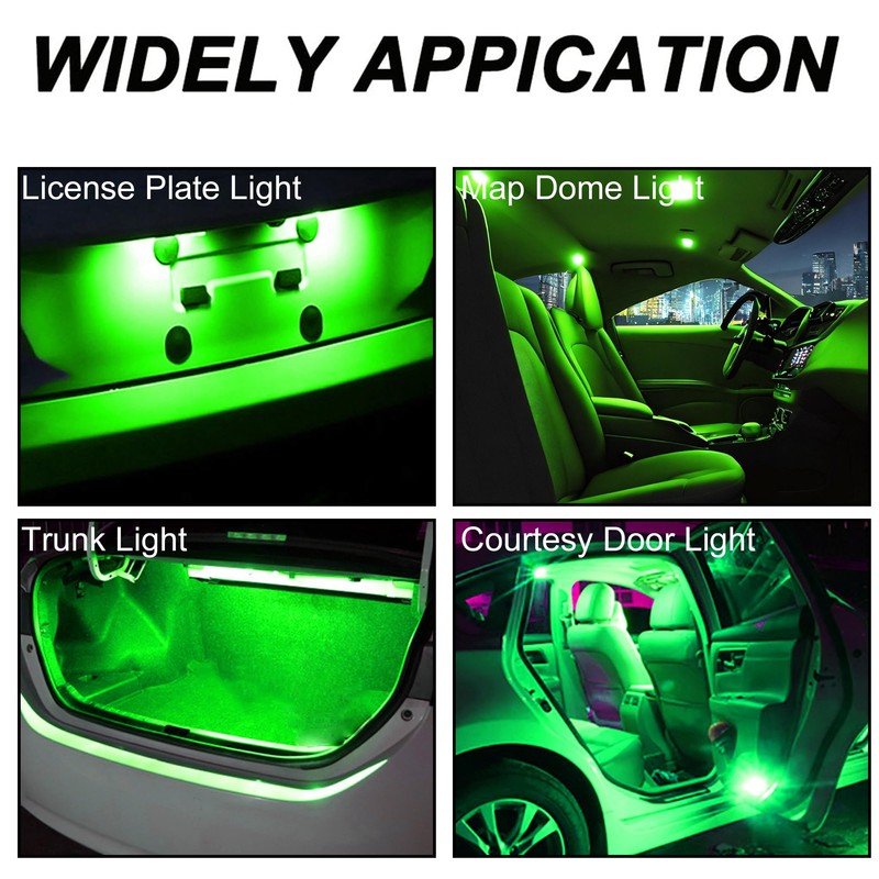 T10 194 168 LED Dash Instrument Light Bulbs Green with