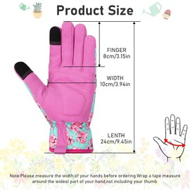Ainiv Womens Gardening Gloves, Touchscreen Compatible Working Gloves for Weeding, Leather Garden Glove for Women Thorn Proof No Stab for Digging, Planting, Pruning, Pink