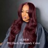 ALHER Dark Burgundy 2X6 HD Lace Closure Human Hair Body