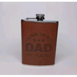 Way to celebrate The Man Myth Legend Dad Metal & Faux Leather 8 Oz. Flask Father's Day Gift Idea