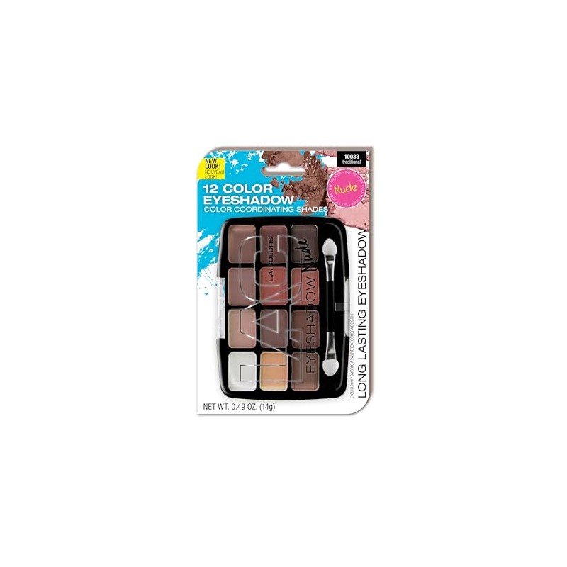 L.A. COLORS 12 Color Eyeshadow Palette (carded), Traditional C10033A