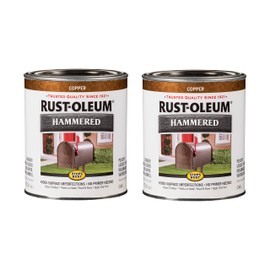 Rust-Oleum 239074-2PK Stops Rust Hammered Finish Paint, Quart, Copper, (Pack of 2)