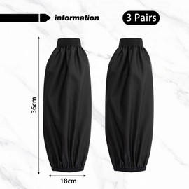 FFDHWU 3 Pairs Of Waterproof Sleeves, Oil-Proof Sleeves, Work Sleeves, Pu Leather Sleeves, Suitable For Housework, Restaurants, Gardening, Etc. (Black)