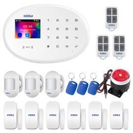 KERUI 4G Home Alarm System, WLAN Alarm System Home with App Notification, Burglary Protection, Complete Systems with Window, Door Sensor, Remote Control, RFID Motion Sensor, Works with Alexa, Pack of