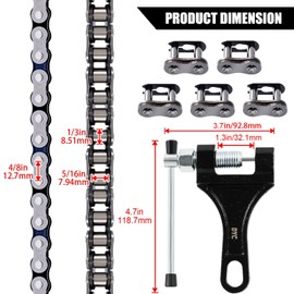 DYC 428H Motorcycle Chain 122 Links with Chain Breaker, 428 Heavy Duty Chain for 125 150 200cc Motorcycle Mini Bike Dirt Bike Go Kart Compatible with SSR TaoTao Coolster Apollo Baja Kazuma Chinese ATV