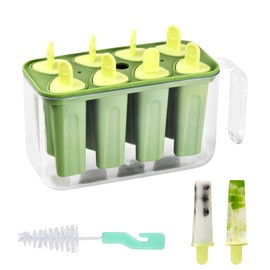 Anseom Ice Lolly Molds, Small Ice Lolly Molds with Sticks, Food Safe Popsicle Molds with Mini Cleaning Brush, Reusable Ice Molds for Kids and Adults
