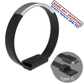 Universal High Efficiency Black Type-C Bracelet Wrist USB Charging Cable for Cellphone USA