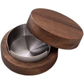 QYINXIU Wooden Ashtray, Ash Tray With Lid, With Stainless Steel Inner Box, Portable Decorative Ashtray Windproof Ashtray For Home