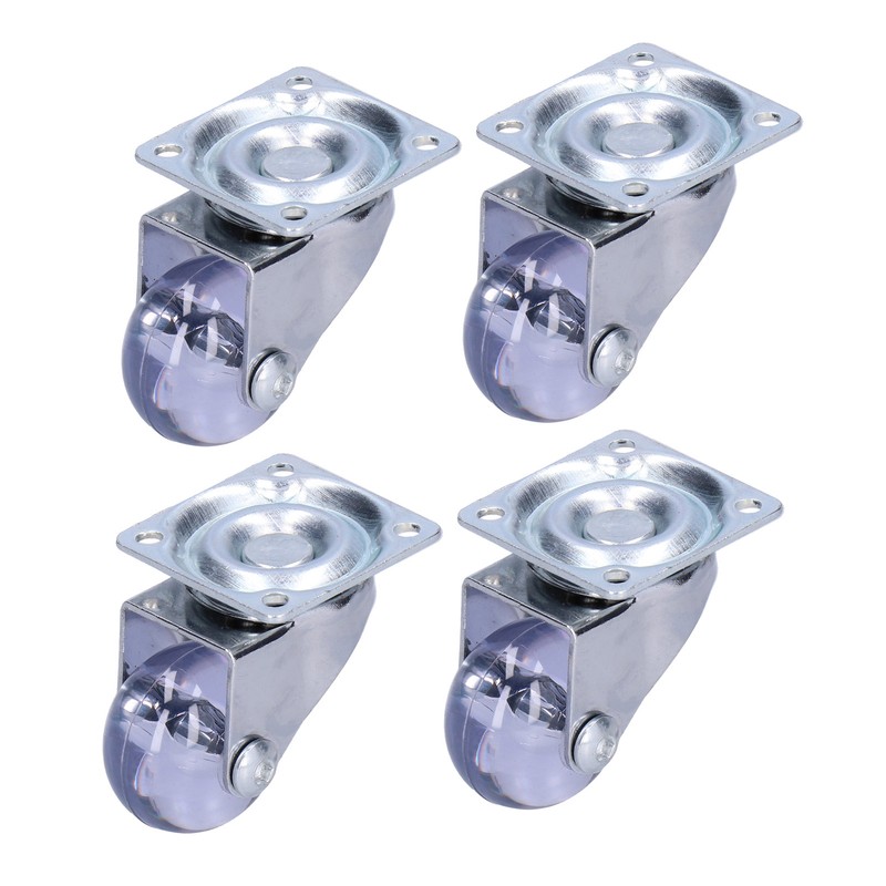4 Pcs Swivel Caster Heavy Duty Stainless Steel Transparent PU