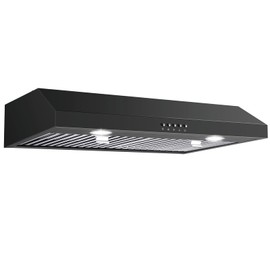 SNDOAS Under Cabinet Range Hood 30 inch,Black Range Hood with 430 Spray-Painted Stainless Steel,3-speed Fan & 700 CFM Kitchen Hood,Ducted/Ductless Range Hoods with 3-Venting,Baffle Filters