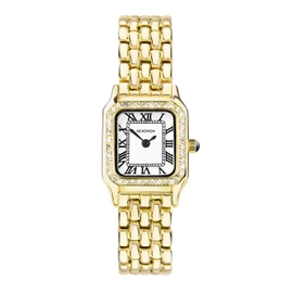 Sekonda Monica Women's Roman Numerals Analog Display 20mm Alloy Band White Glitter Gold Two Tone Classic Watch