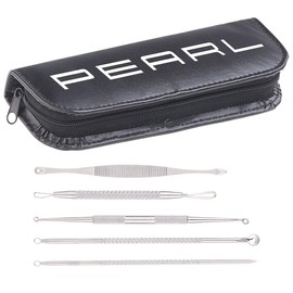 PEARL Blackhead Remover:Set of 5 Stainless Steel Blackhead Remover with Storage Bag (Pimple Remover)