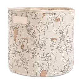 Crane Baby Fabric Storage Bin for Nursery & Toddlers, Unisex Toy Storage Bin 13"w x 12"h - Ezra, Woodland Animal