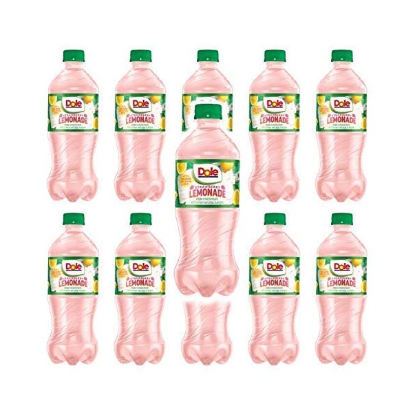 Dole Strawberry Lemonade 20 oz Soda Bottles (Pack of 12, Total of 240 FL OZ)