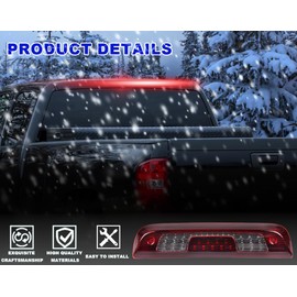 PIT66 LED 3rd Brake Light, Compatible with 14-18 Chevy Silverado/14-18 GMC Sierra 1500 2500HD SILVERADO 3500/3500HD Third Brake Light Cargo Lamps Black Housing Red & White Lens