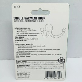 ACE Double Garment Hook Satin Nickel 2 Pack   #5617675
