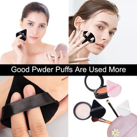 15 Pcs Triangular Velour Puffs - LINKPEACE Washable and Reusable Makeup Powder Puffs with Straps for Contouring,Corners and Under Eyes, for Loose Powder Body Powder Makeup Tool (black, white, powder)