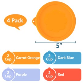 LUVCOSY 2 Cup Silicone Replacement Lids Storage Cover for Pyrex 7200-PC Glass Bowls (Container not Included) 4 Pack Microwave, Dishwasher and Freezer Safe