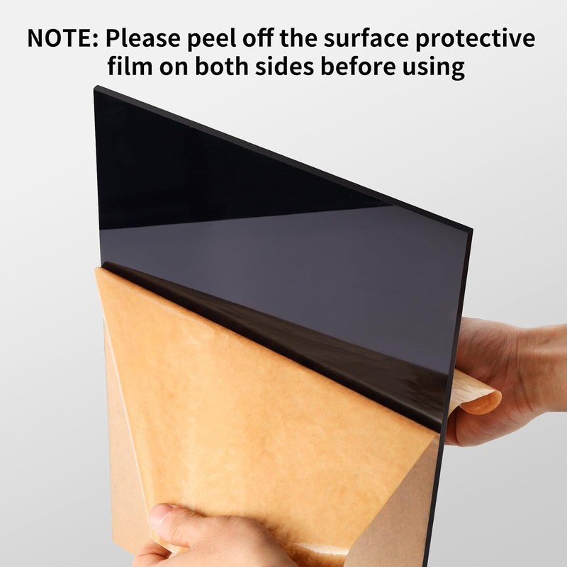 2 Pieces 5" x 7", 1/8"(3mm) Thick Black Acrylic Sheet