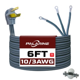 PALARINE 6 Ft 3 Prong Dryer Cord, 30 Amp Power Extension Cord 3750W Rated, 10 Gauge Pure Copper Wire, NEMA 10-30P to 3-Wire Appliance Plug, Gray