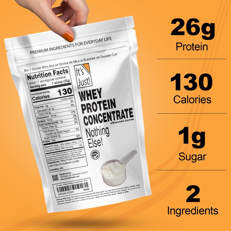 It's Just! - 100% Whey Protein Concentrate, Made in USA,