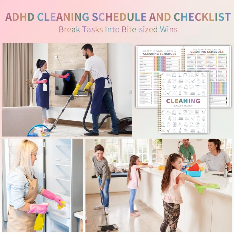 ADHD Cleaning Planner for Adults Women, Cleaning Schedule and Checklist