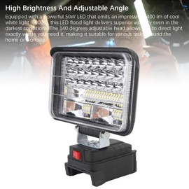 LED Work Light for 48-11-1811, 48-11-1815, 48-11-1820, 50W, 5400Lm, 140 Degree Adjustable Light Head, Wireless Work Light with 2 USB Charging Ports, LED Flood Light