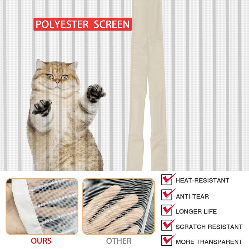 YRH Magnetic Fly Screen Door with Stay Open Buckles -