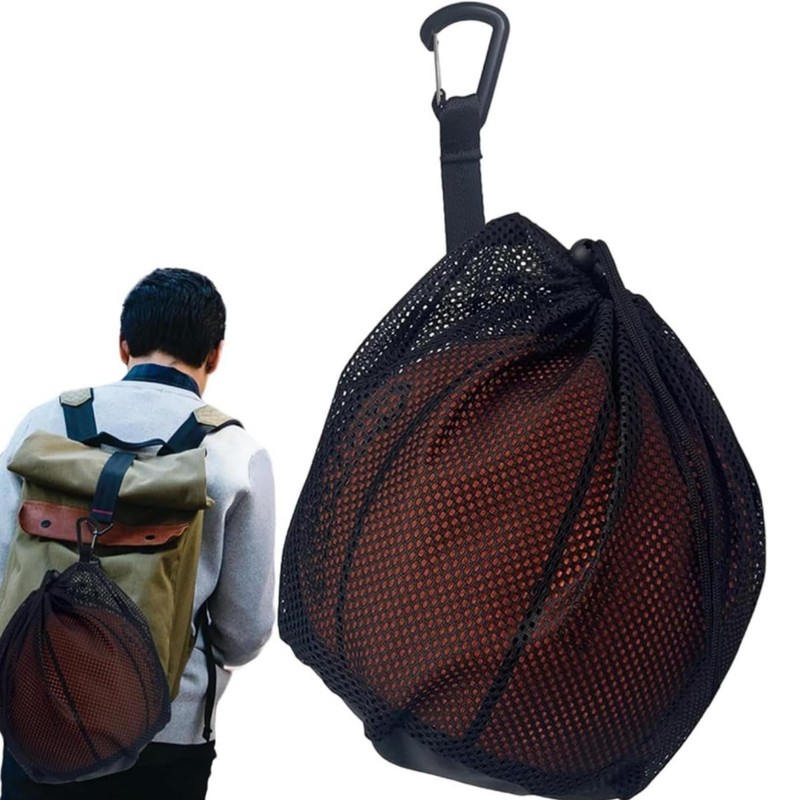 THJOPOKEEL Bolsa de Malla para Baloncesto, Transporte con Cordón Resistente,