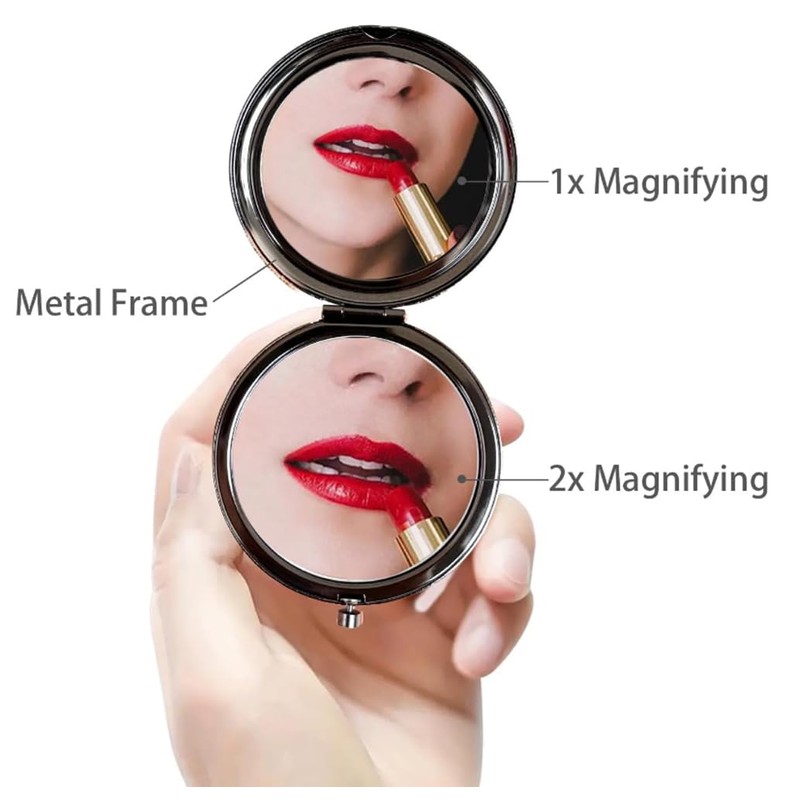 mpowtech Pocket Mirror for Men and Women,Magnifying Compact Mirror for