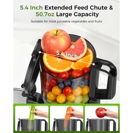 COWSAR Cold Press Juicer, Juicer Machines with 5.4" Wide Feed Chute, High Juice Yield Slow Masticating Juicer, Quiet Motor Juice Extractor for Whole Fruits & Vegetables