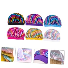 Healvian 6pcs Satin Sleep Caps Multi-purpose Wide Brim Sleeping Hat for Women Comfortable Hair for Sleeping Bathing and Face Washing Fashionable Headwear for All Hair Types