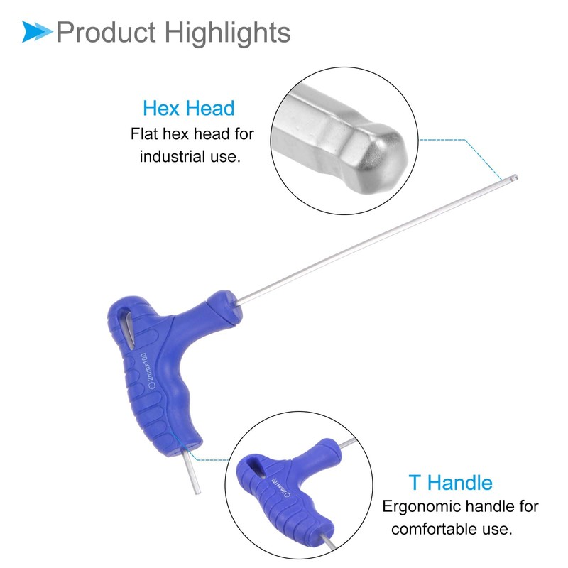 CoCud T-Handle Ball End Hex Wrench 2mm Hex CR-V Steel