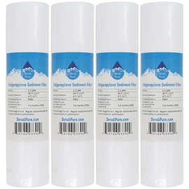 4-Pack Replacement for GE GXWH04F Polypropylene Sediment Filter - Universal 10-inch 5-Micron Cartridge Compatible with GE HOUSEHOLD PRE-FILTRATION SYSTEM - Denali Pure Brand