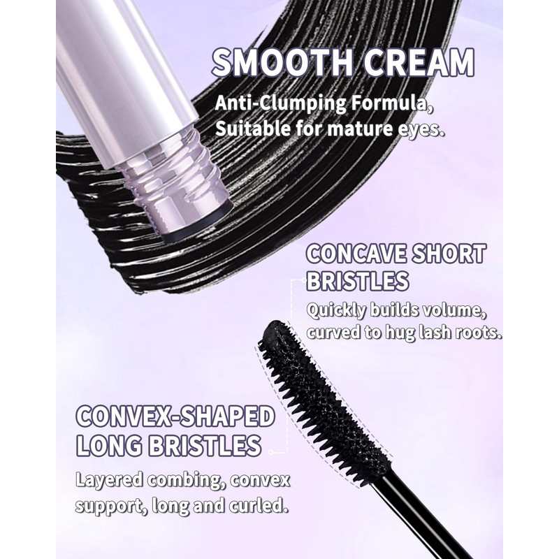Mascara for Older Women 60 Plus, Black Waterproof Mascara Volume