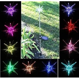 JAYXC HOME Set of 2 Clear Acrylic Starburst Solar Garden Yard Landscape Path Stick LED Lights