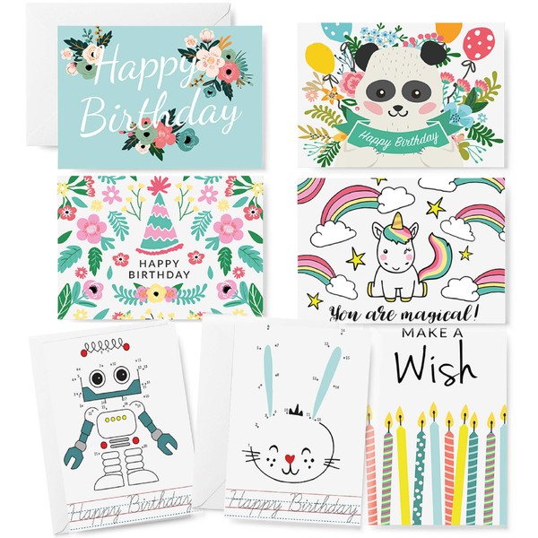 Polite Society Birthday Cards Variety Pack - 42 Pack Bulk Box Set of 4x6 Blank Happy Birthday Cards with Envelopes Included — Perfect for Adults Children and Unicorns