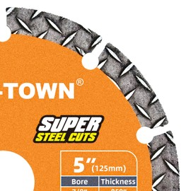 TWIN-TOWN 5" Diamond Cutting Wheel with 7/8" Arbor, Metal Cut Off Wheel, Carbide Cutting Wheel for Angle Grinder, 5000+ Cuts on Rebar, Steel, Iron, and INOX
