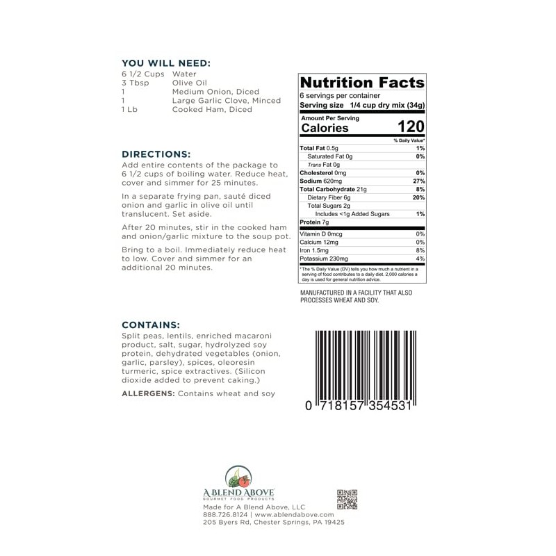 A Blend Above Split Pea and Lentil Soup Mix