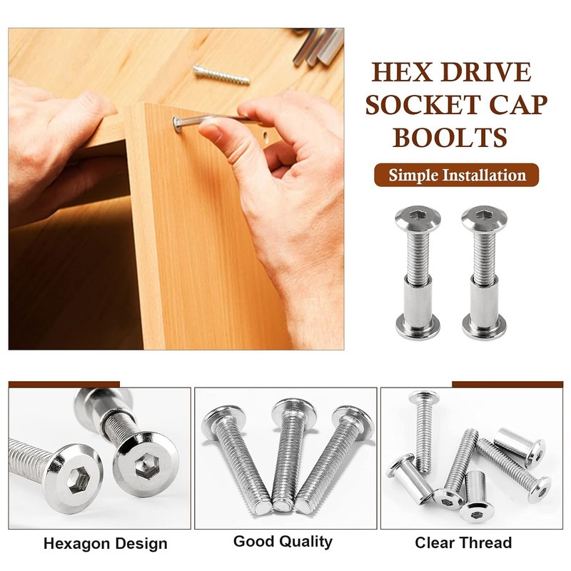 Hmevsafinect 10-Pack M6-1.0 x 35mm Rivet Countersunk Hex Head Socket