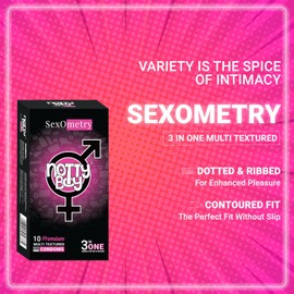 NOTTY BOY Ribbed & Dotted Condoms for Men – Pack of 30 | Multi-Textured Design, Extra Lubrication & Comfortable Snug Fit