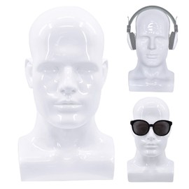 FanLin Male Mannequin Head Professional Manikin Head for Display Wigs Hats Headphone Mask Sunglasses Jewelry and Scravat Display Stand (Light white)