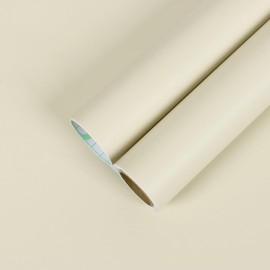 CHIHUT Cream Peel and Stick Wallpaper Thicken Self Adhesive Wall Paper 12''x100'' Solid Cream Textured Contact Paper for Cabinets Walls Matte Removable Waterproof Wallpaper for Bathroom Bedroom