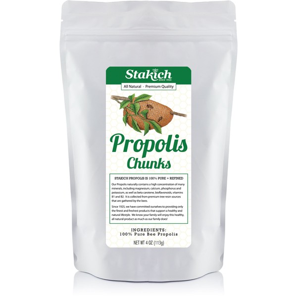 Stakich Bee Propolis Chunks - Pure, Natural - 4 Ounce