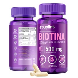 Biotina y Colágeno Hidrolizado 500 MG | Complejo de Belleza Cabello, Piel y Uñas | Suplemento Crecimiento del Cabello | Fabricado en Holanda | Suplementos Péptidos de Vitamina B sin OGM | 60 Cápsulas