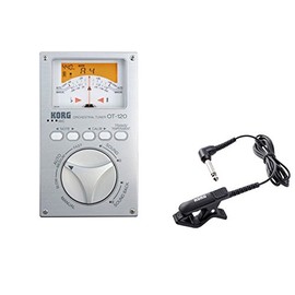 Korg (korugu) Orchestra Tuner OT – 120 + Contact Microphone cm – 300 – BK SET
