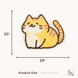 Cat Bathroom Rug Animal Bath Mat, Non-Slip Soft Shower Rug Microfiber Cute Bath Rug for Kids, Water Absorbent Thick Shaggy Floor Mats for Bedroom, Kitchen, Home Decor, 20" x 24"