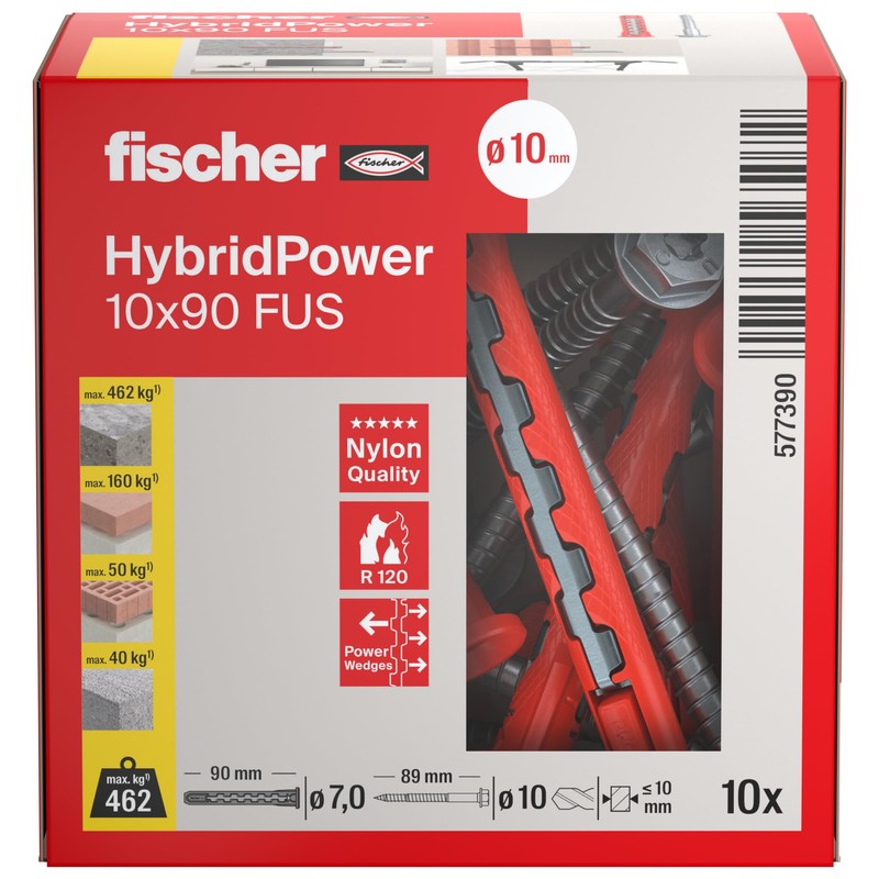 fischer HybridPower 10 x 90 feet, dowels for highest load