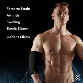 Body Helix Full Elbow Brace for Tendonitis and Tennis Elbow - Golfers Elbow Brace - Forearm Strain Support - Elbow Compression Sleeve for Men and Women - (Black, Small)